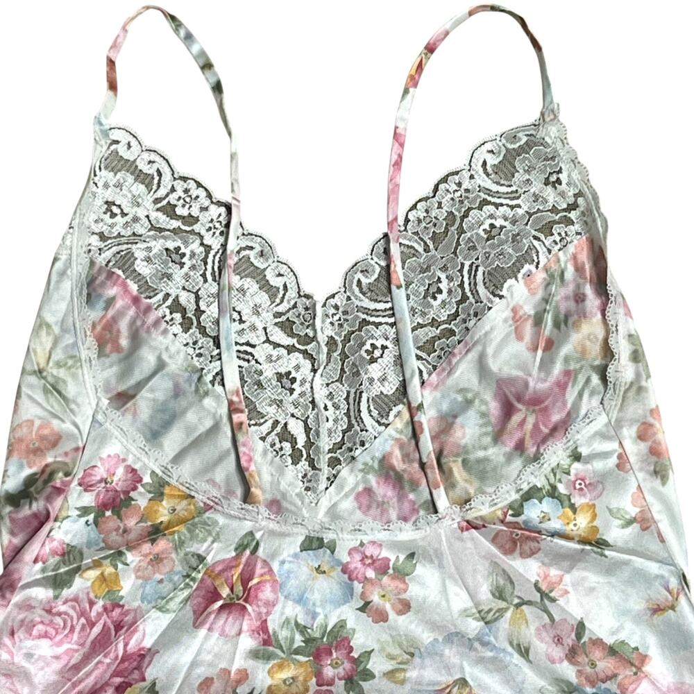 Vtg Alan R Cami Lace Panties Set S Satin Pink Floral Roses Coquette Romantic USA - Picture 4 of 7
